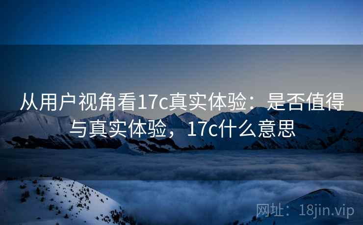 从用户视角看17c真实体验：是否值得与真实体验，17c什么意思